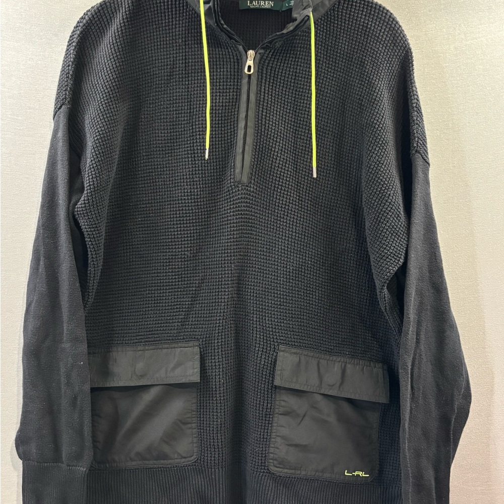 Lauren Ralph Lauren zip up active jacket size large men’s black knit casual
